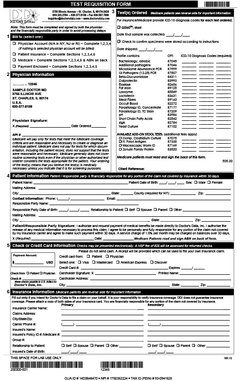 Doctor's Data - Completing the Requisition